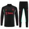 Manchester United Training Sweatshirts Quarter-zip 2023-24 Schwarze Für Kinder